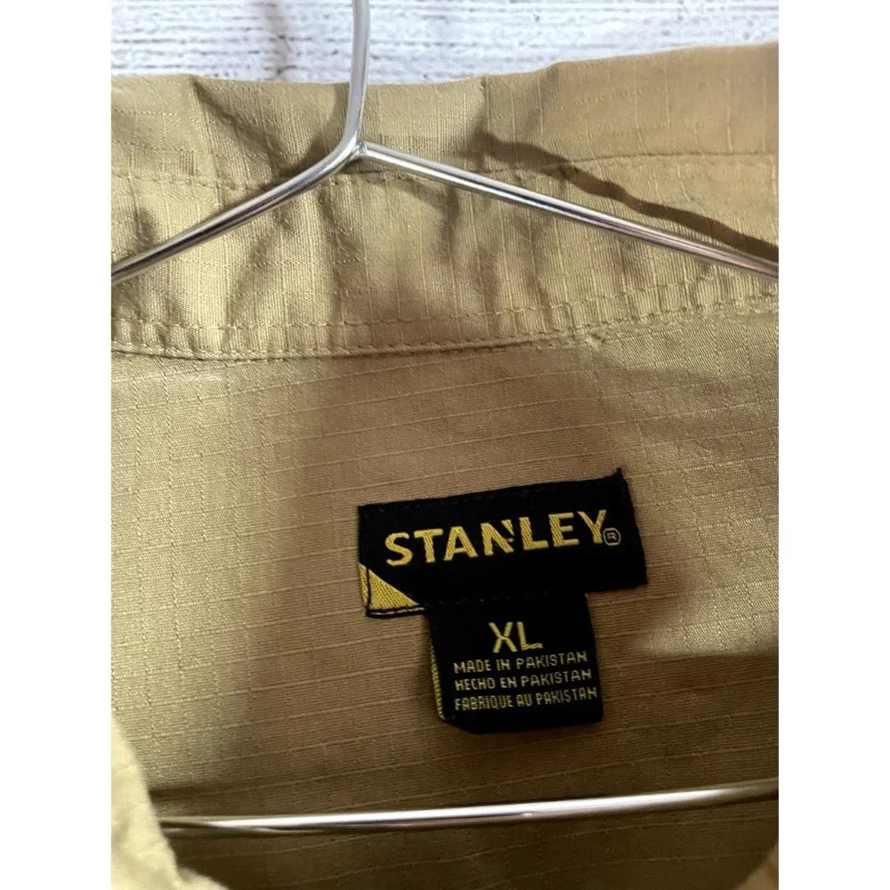 Stanley Men's XL Light Brown Short Sleeve Work Button Up Shirt - Picture 4 of 5